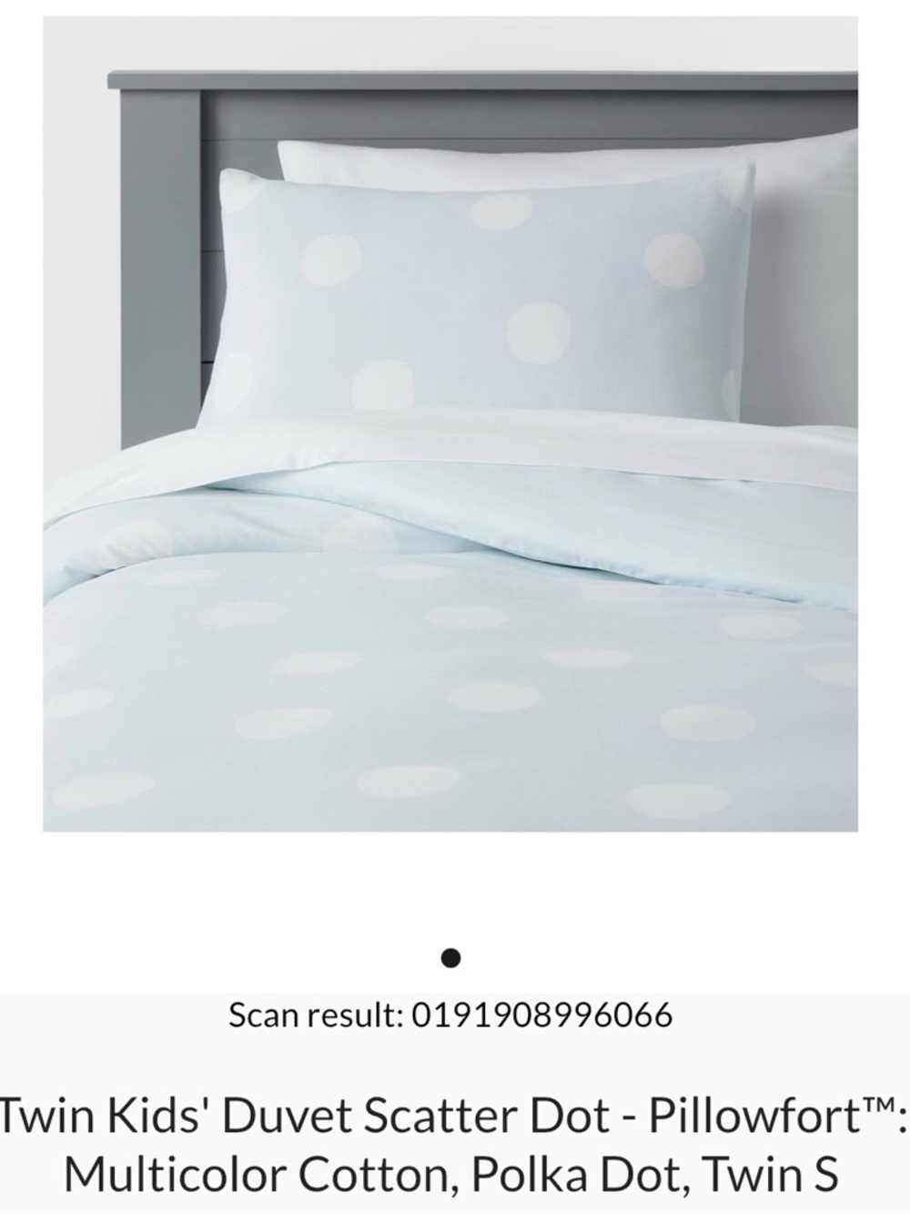Pillowfort Light Blue and White Polka Dot Twin Duvet Cover with pillowcase